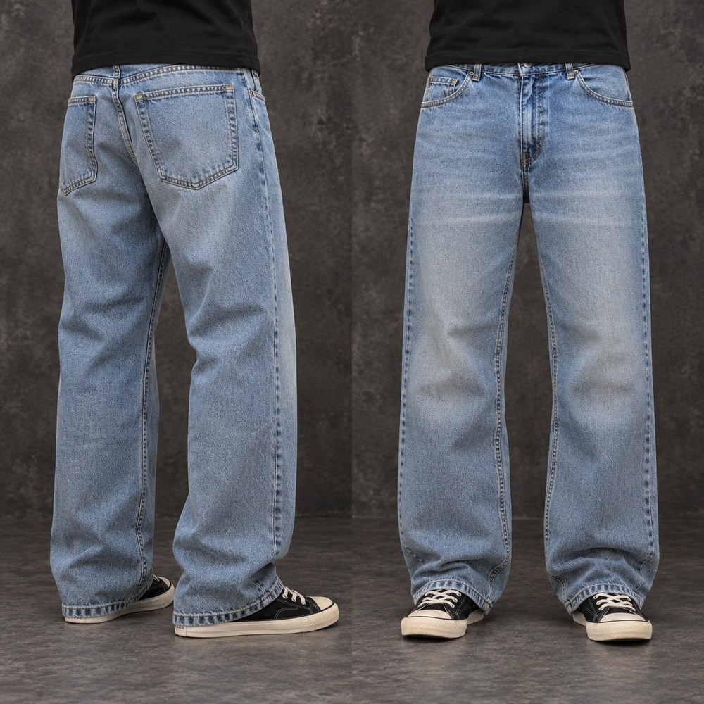 28x30 Blue Straight Wide Leg Skater Jeans Y2K Vintage